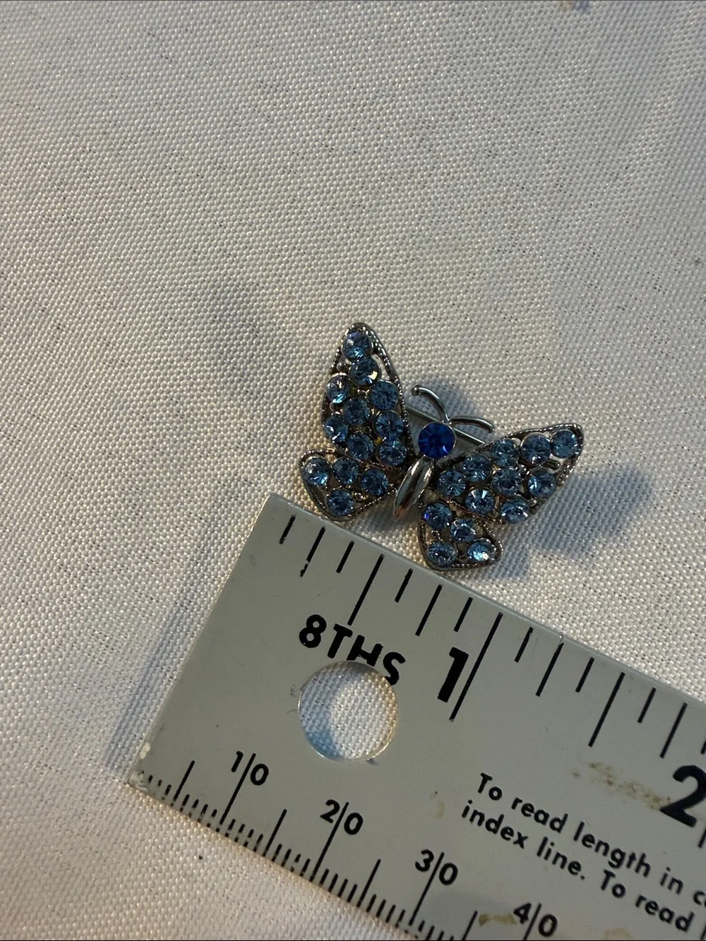 Vintage Butterfly Dainty Pin Brooch in Light Blue Guc .75” x 1” w
